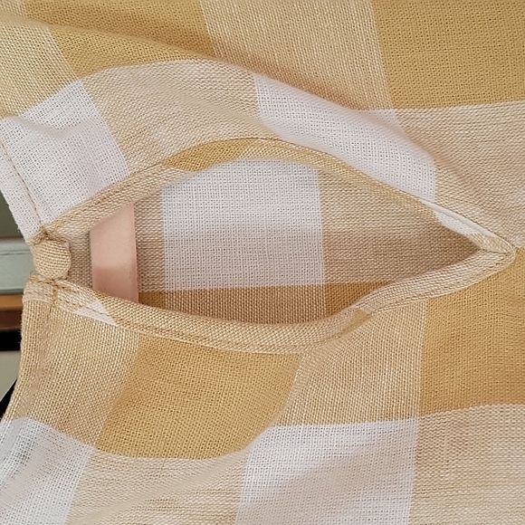 Who What Wear S Yellow Gingham Linen Blend Puff Sleeve Dress Boho Country Chic - Picture 5 of 12